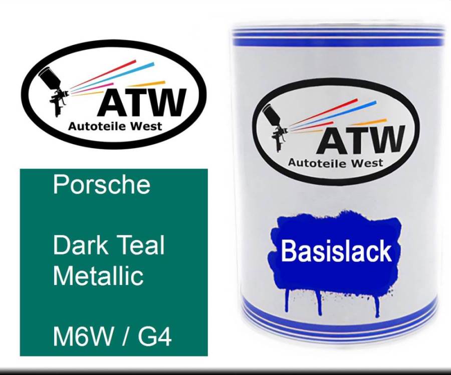Porsche, Dark Teal Metallic, M6W / G4: 500ml Lackdose, von ATW Autoteile West.